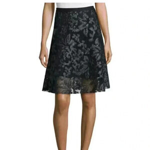 Yoana Baraschi Anthropologie Jacquard A Line Skirt Size Medium Mesh Floral USA